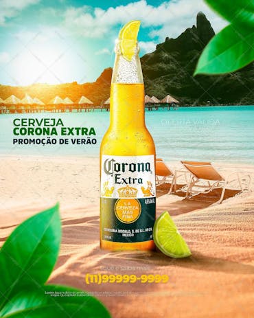 Cerveja corona extra promocao de verao social media psd editavel
