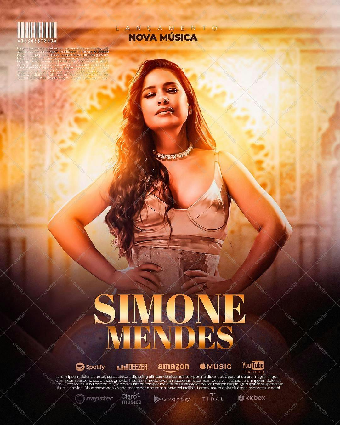 Poster para Lançamento Musical Simone Mendes PSD Editável