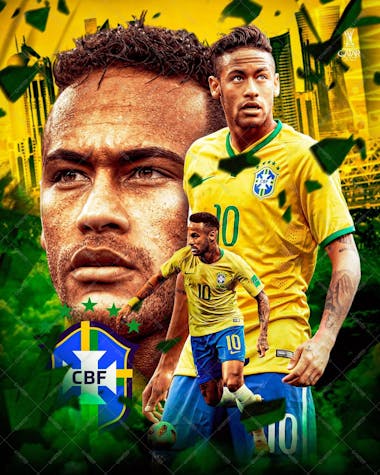 Flyer jogador de futebol neymar social media psd editavel