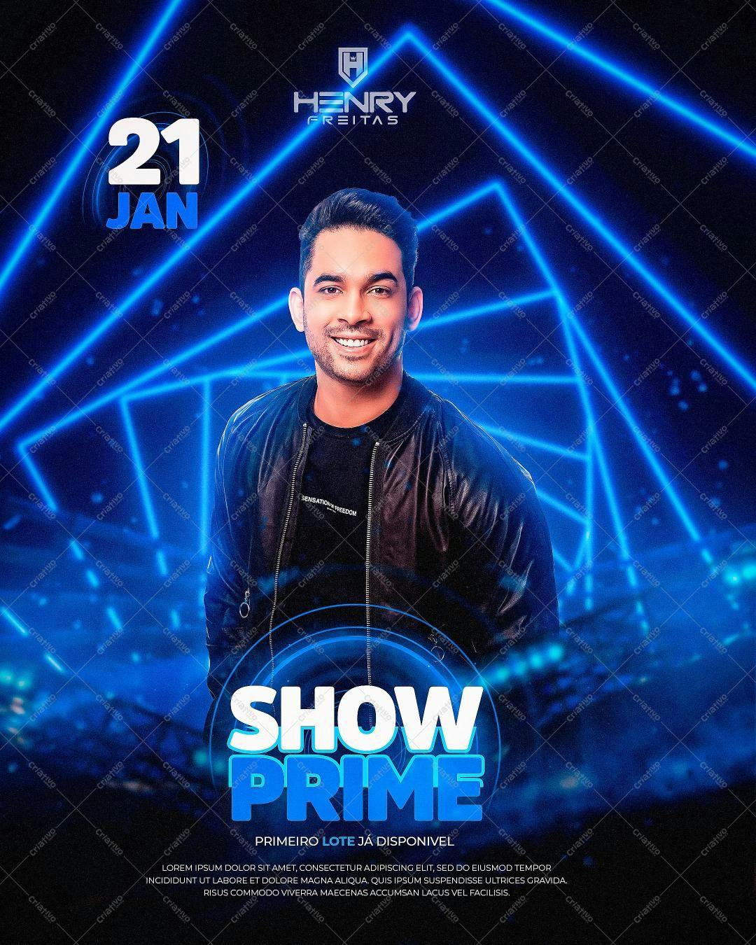 Flyer para Show do Henry Freitas 21 de Janeiro PSD Editável