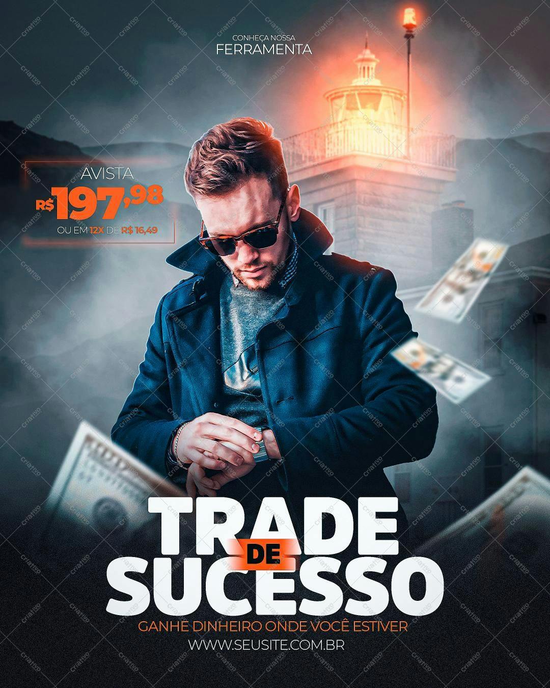 Flyer para Negócios Online Trade de Sucesso PSD Editável