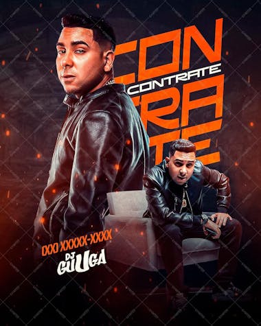 Flyer contrate dj guuga funk social media psd editavel