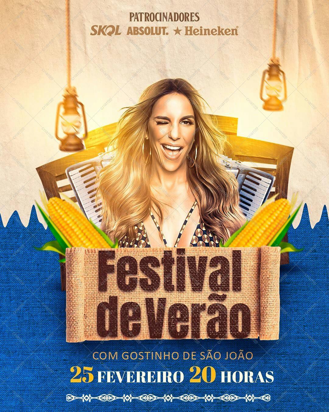 Flyer para Festival de Verão com Cantora PSD Editável