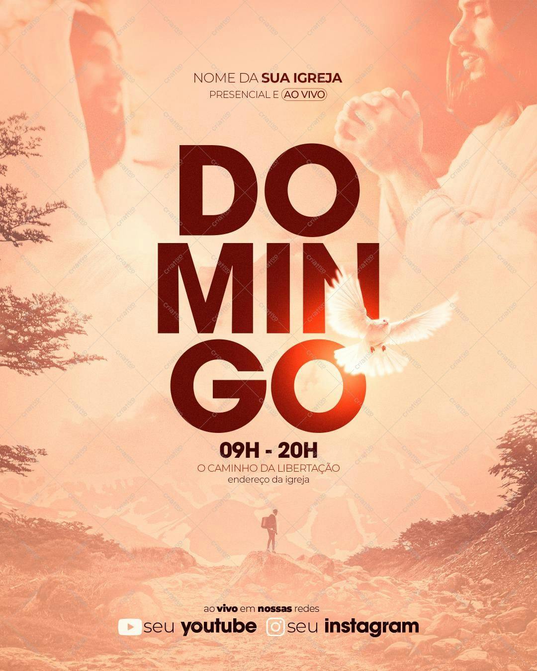Flyer para Culto Dominical PSD Editável
