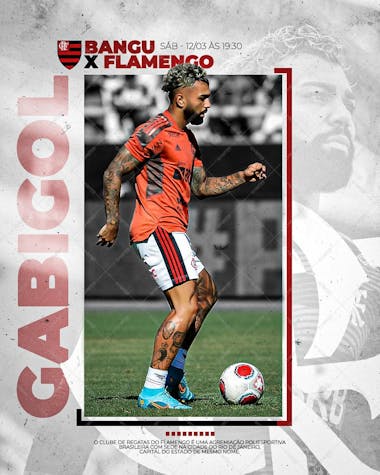 Flyer bangu vs flamengo futebol social media psd editavel