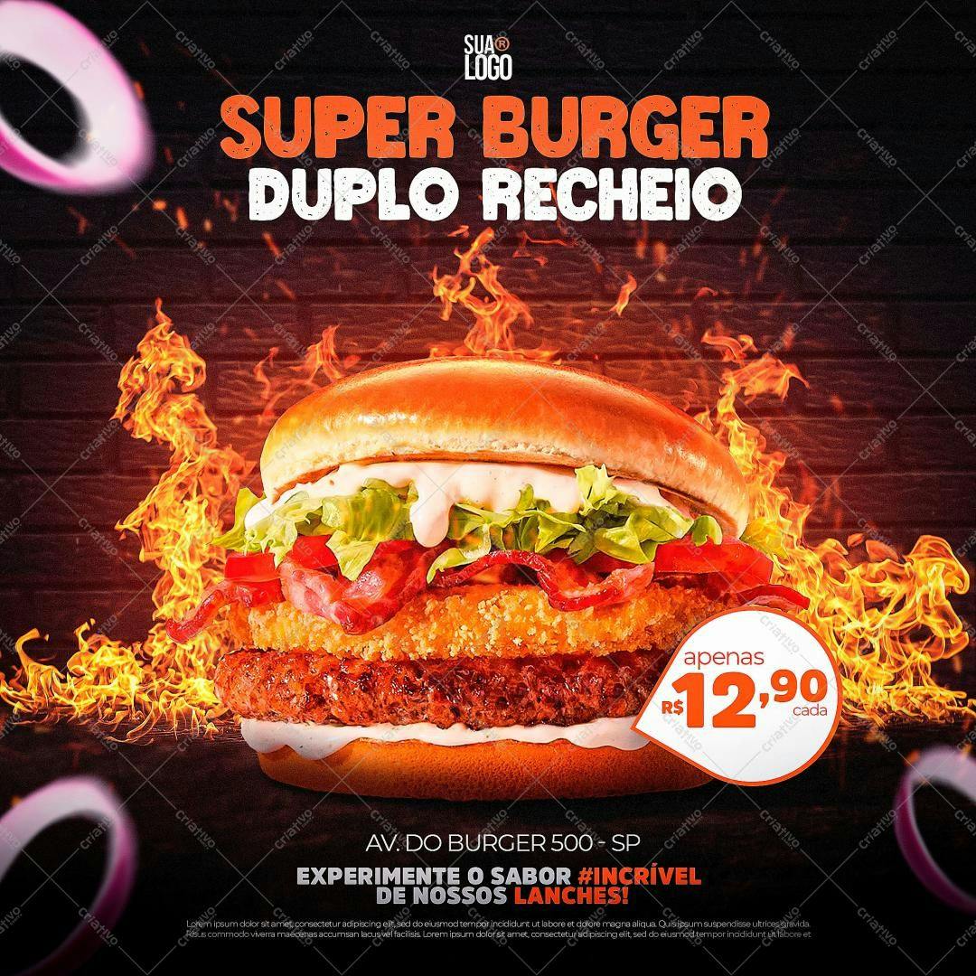 Banner Promoção Super Burger Duplo Recheio PSD Editável