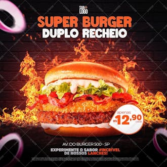 Super burger duplo recheio venha conferir social media psd editavel
