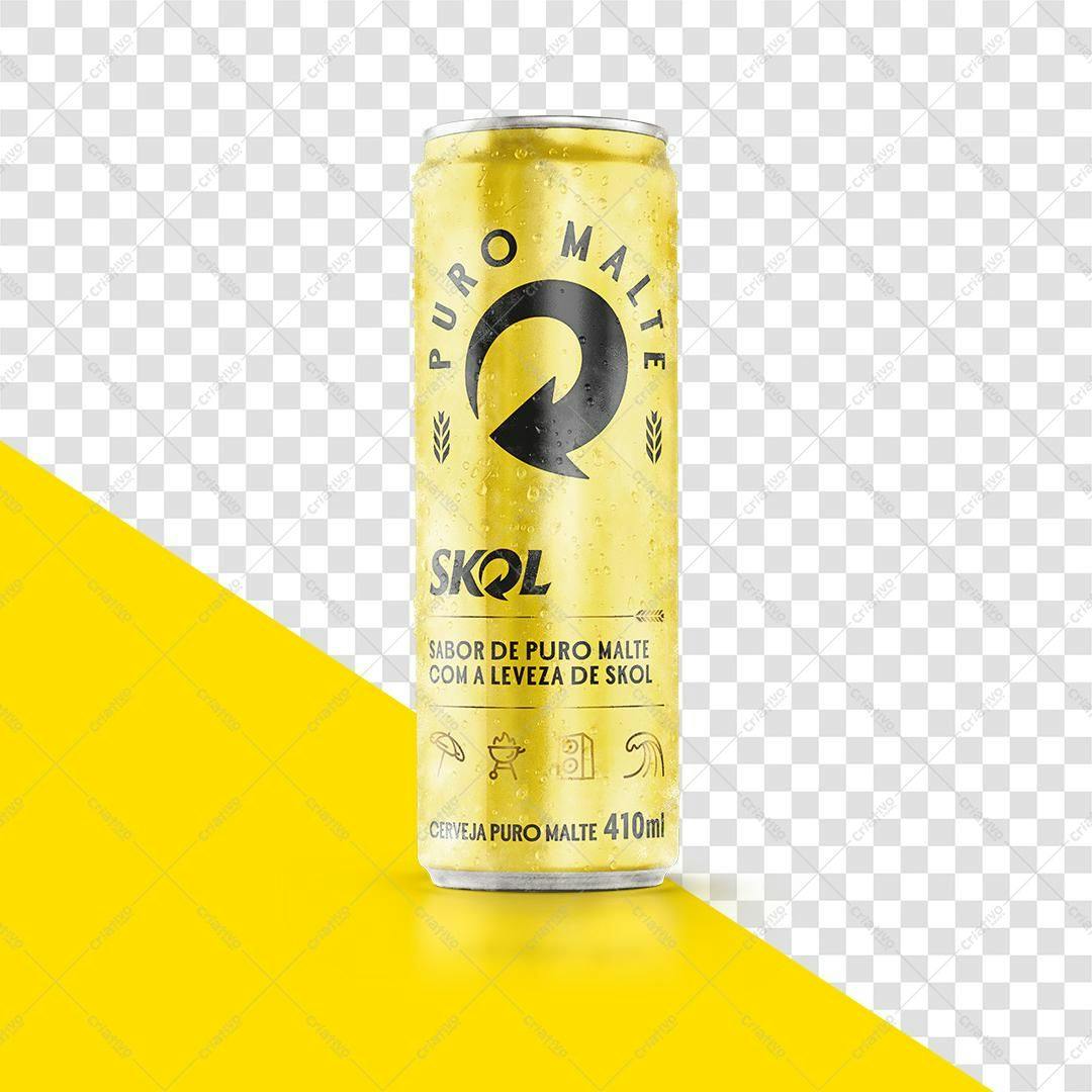 Mockup Lata Cerveja Skol Puro Malte PNG com fundo transparente