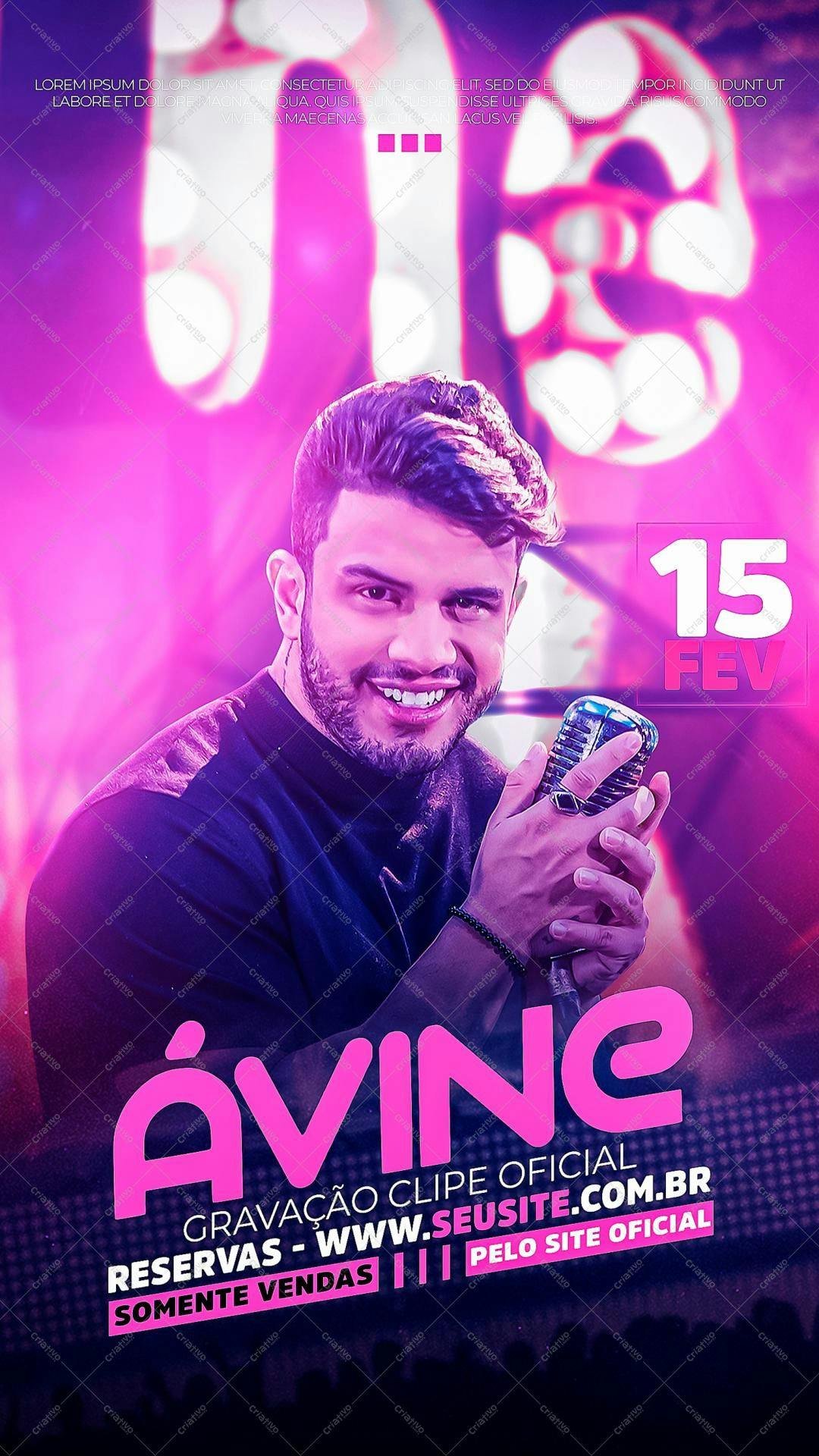 Flyer para Gravação de Clipe Musical PSD Editável