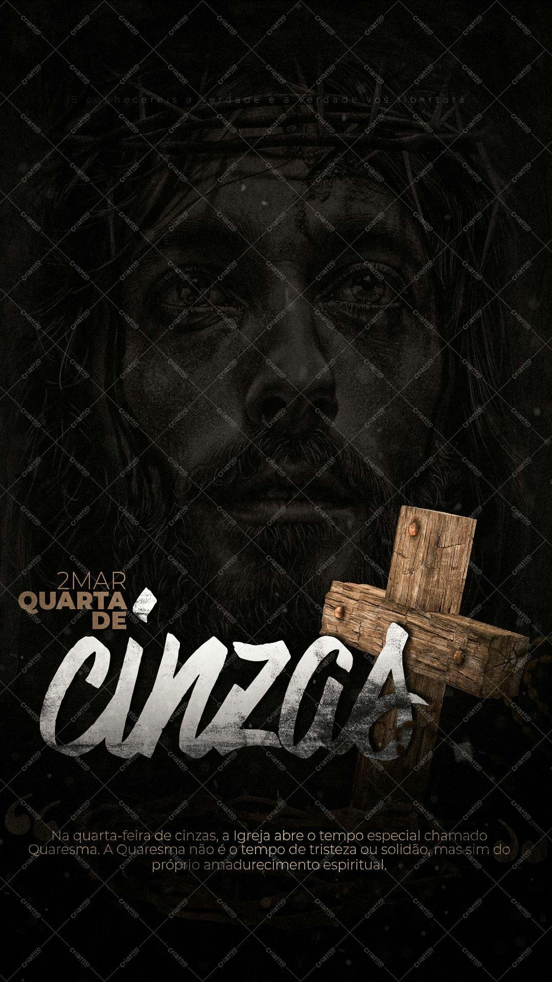 Poster para Quarta-Feira de Cinzas PSD Editável