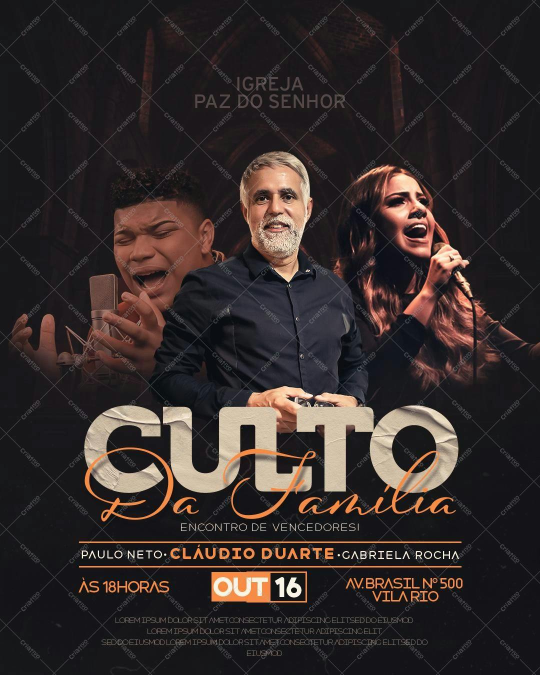 Flyer para Culto da Família PSD Editável