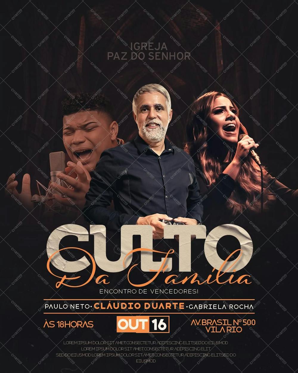 Social Media Flyer Gospel Culto Da Familia Psd Editavel