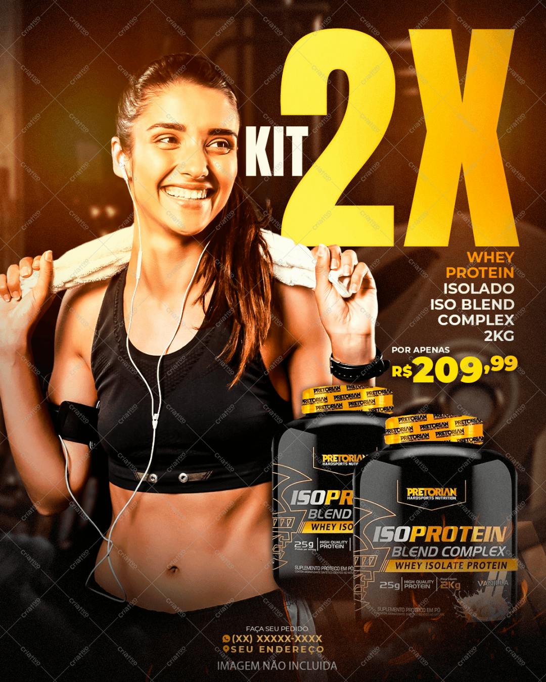 Banner para divulgação de Kit 2x Proteína PSD Editável