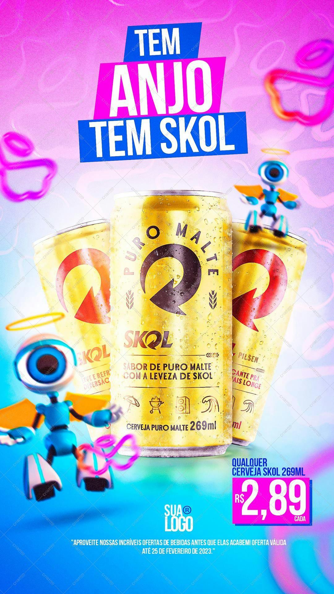 Flyer Cerveja Skol Verão PSD Editável
