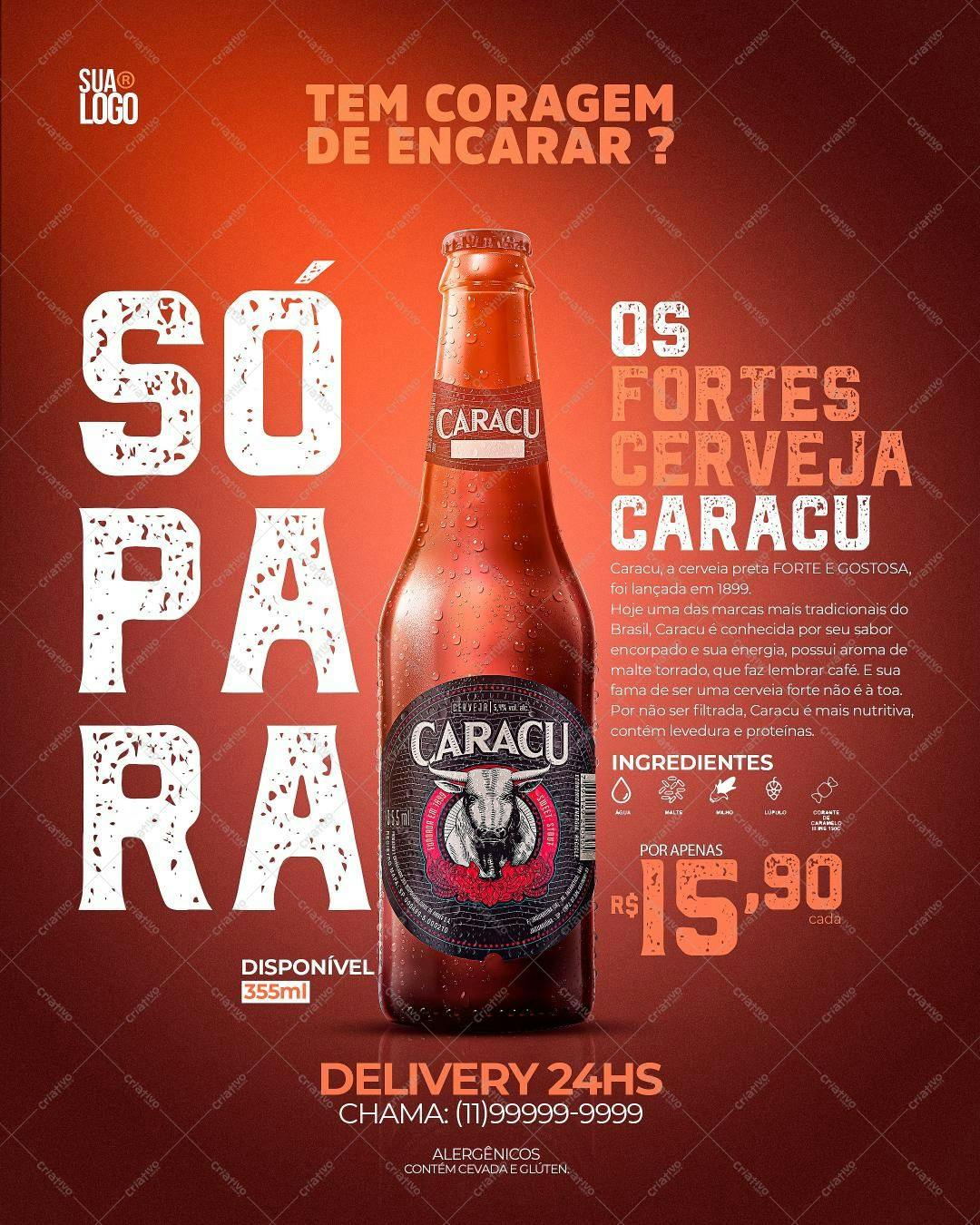 Modelo de Rótulo de Cerveja Caracu PSD Editável