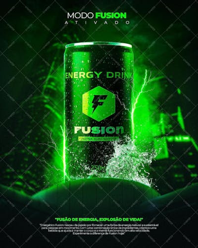 Modo Fusion Ativado Fusao De Energia Explosao De Vida Social Media Psd Editavel