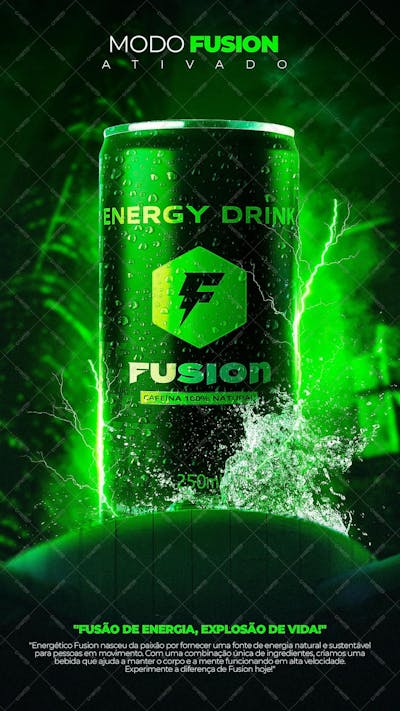 Story Modo Fusion Ativado Fusao De Energia Explosao De Vida Social Media Psd Editavel