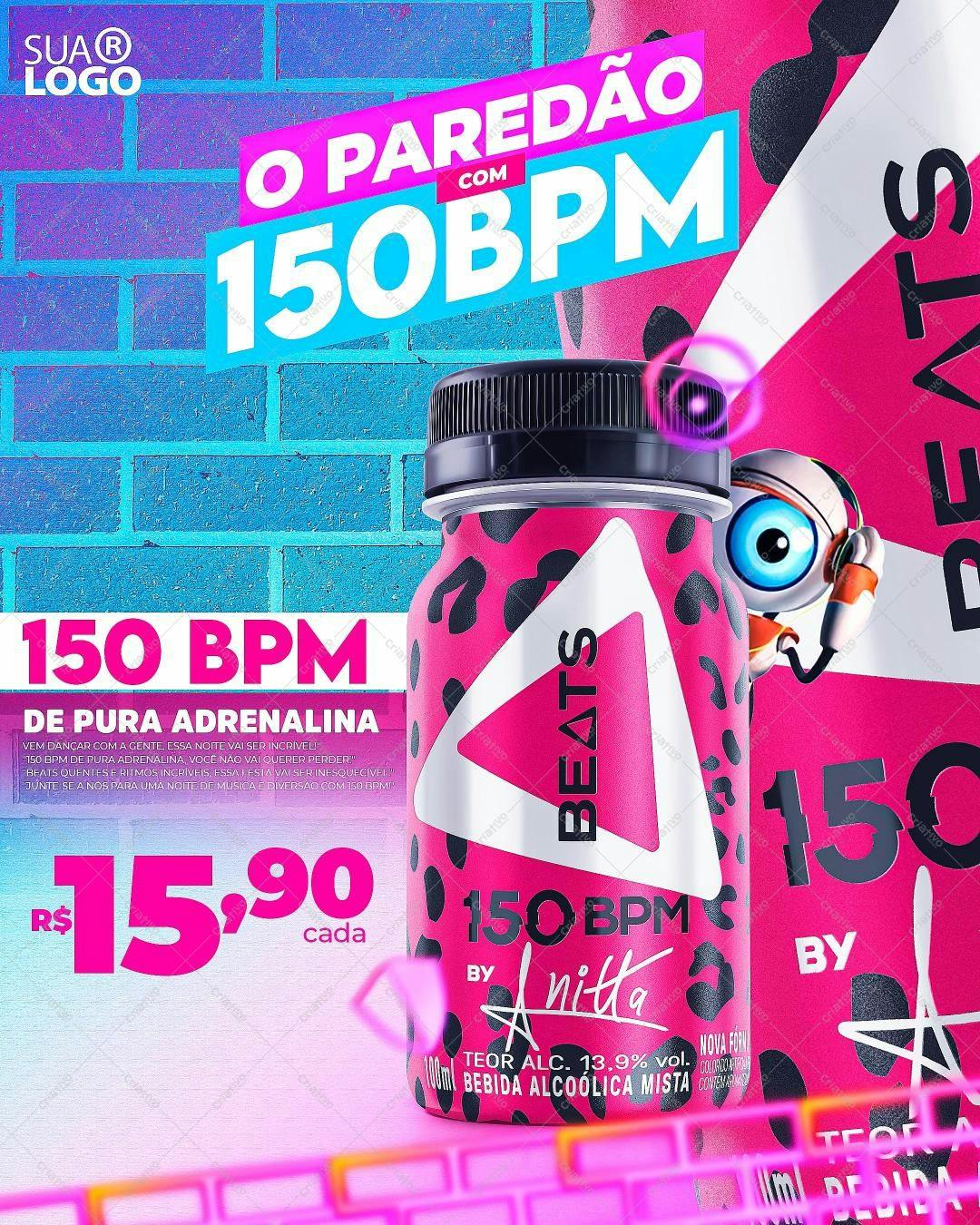 Flyer para Festa 150 BPM com Anitta PSD Editável