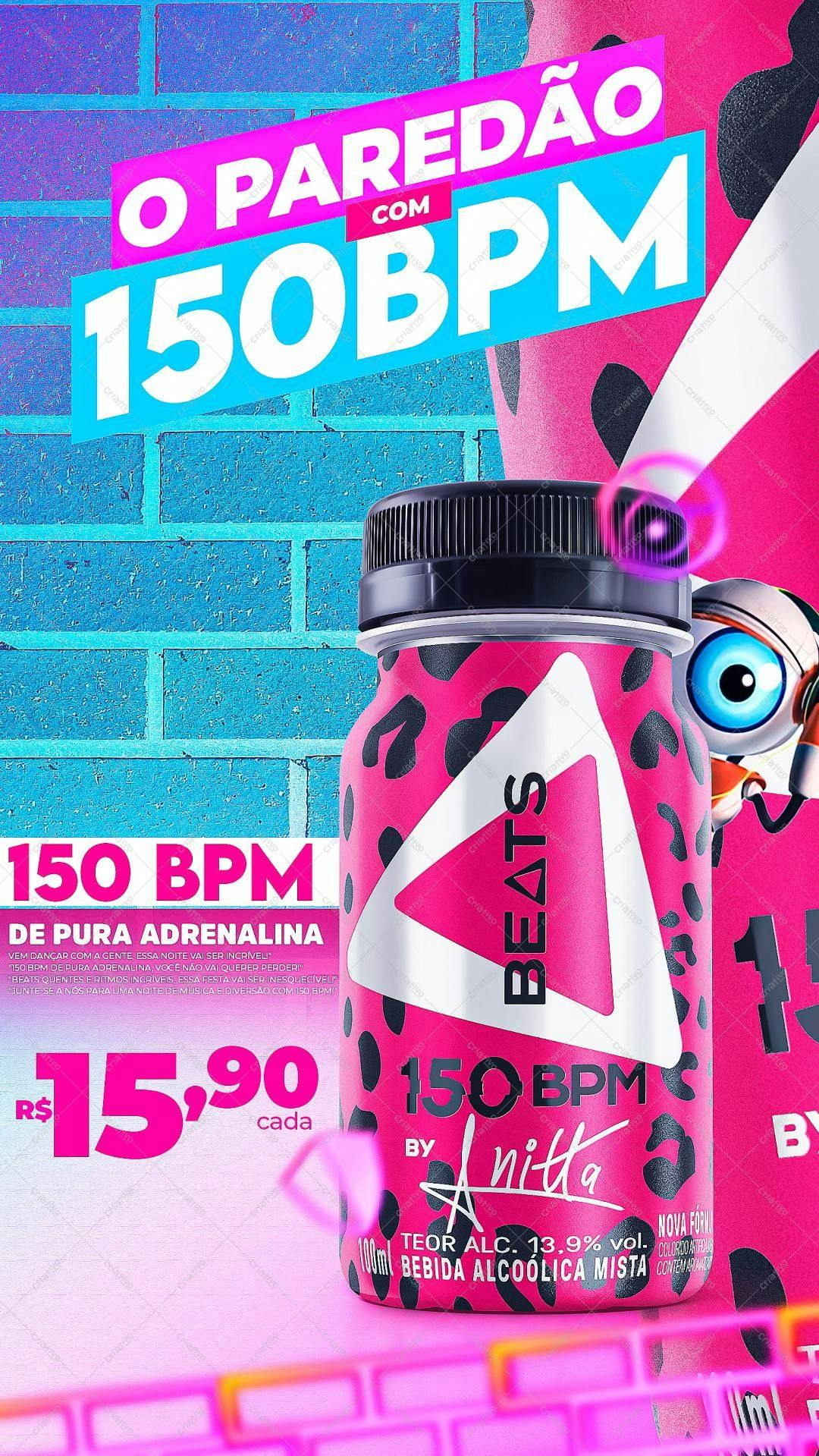 Flyer para Festa 150 BPM com Anitta PSD Editável