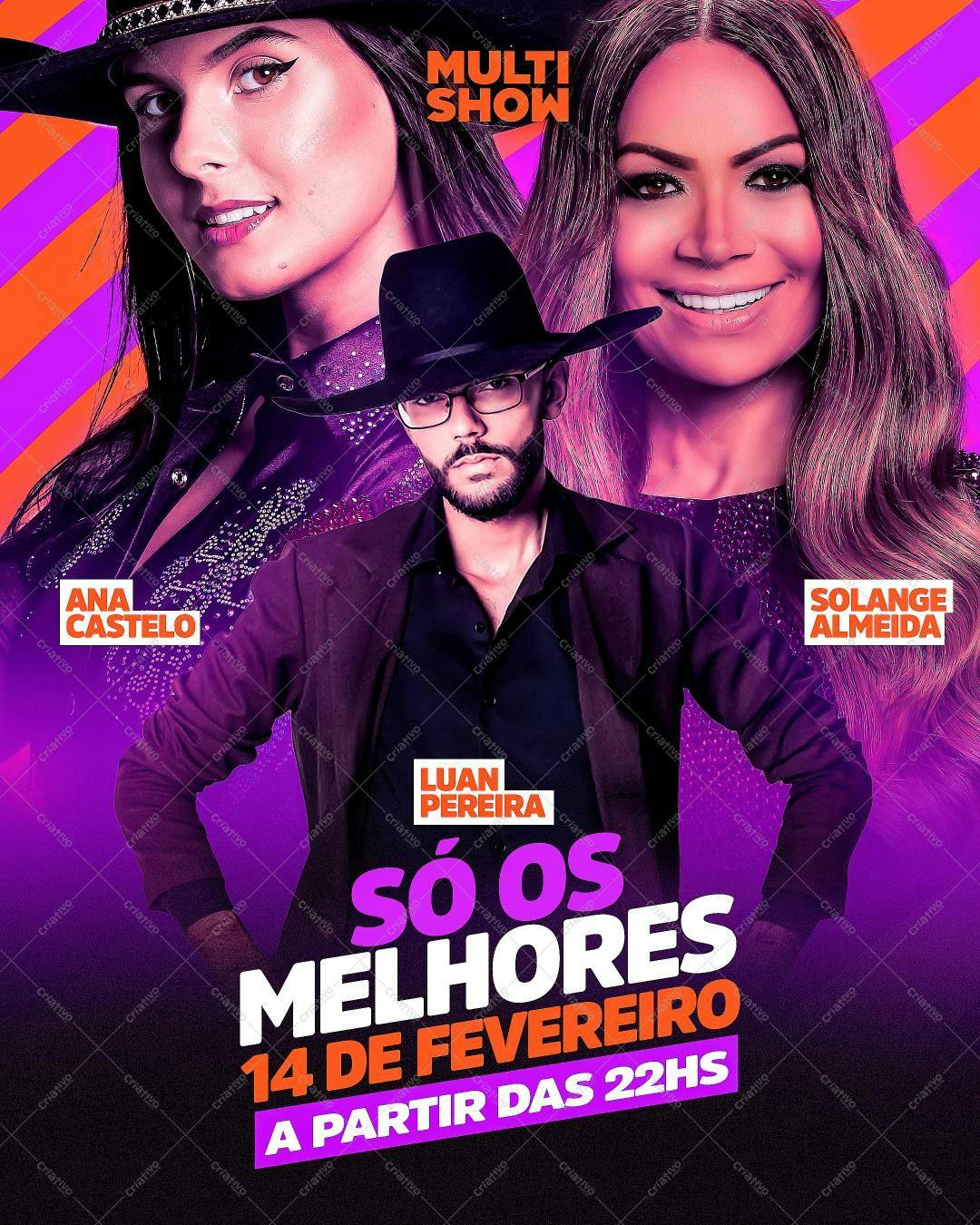 Flyer para Show Musical com Luan Pereira, Ana Castela e Solange Almeida PSD Editável