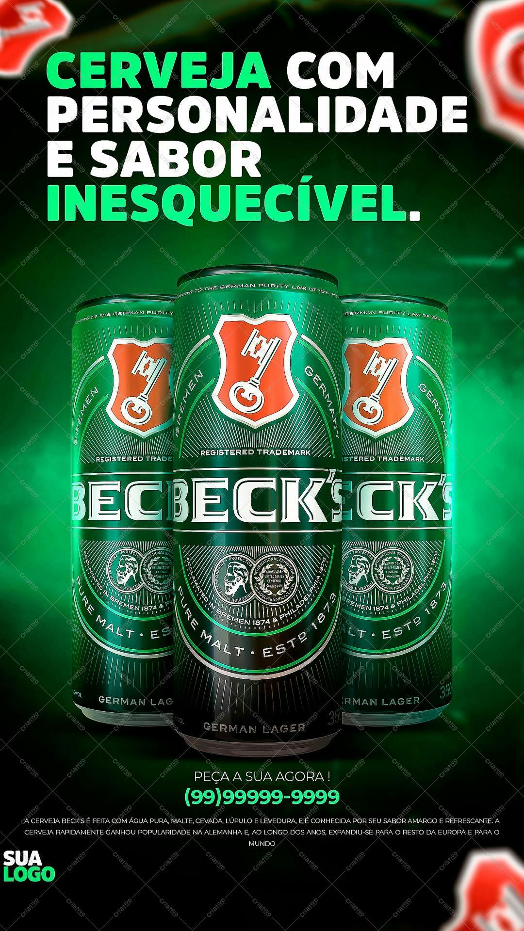 Mockup de Lata de Cerveja Beck's PSD Editável
