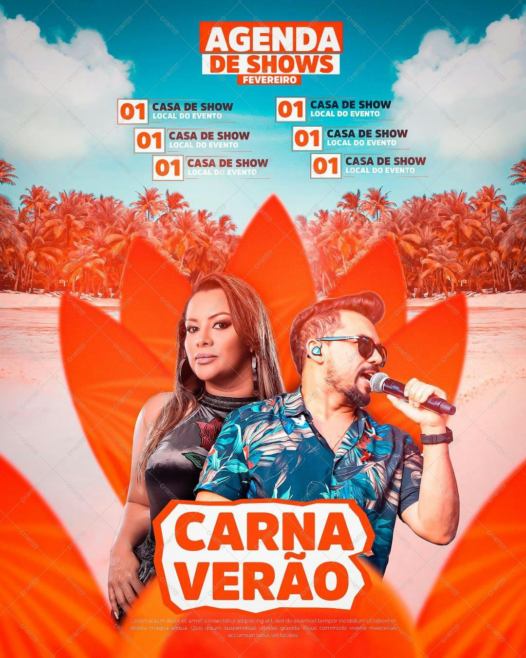Flyer para Festa de Carnaval Verão PSD Editável