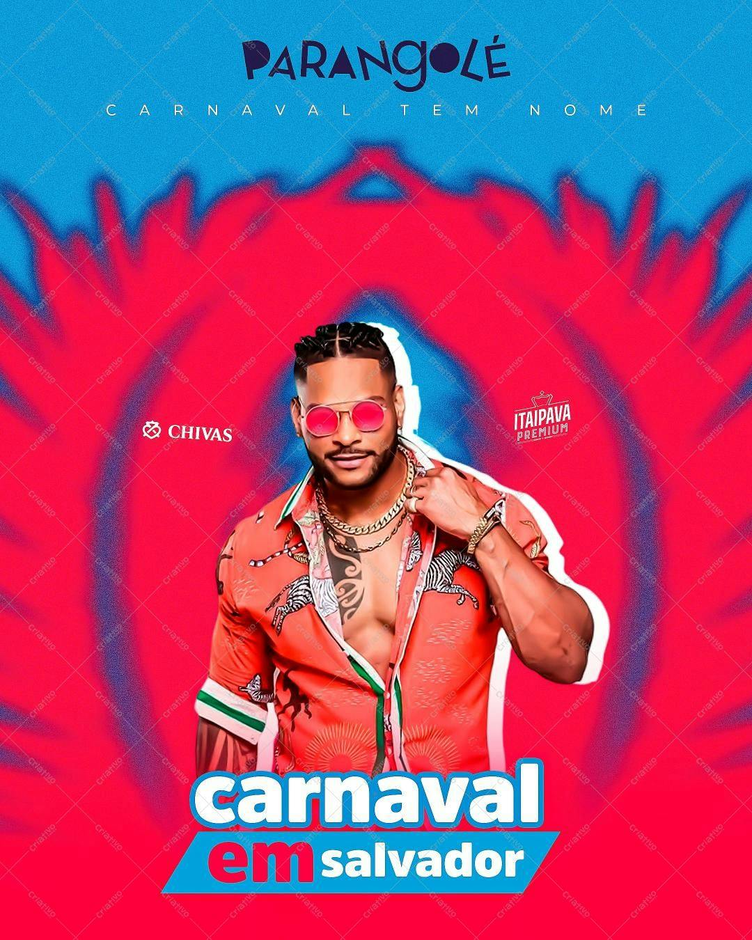 Flyer para Carnaval em Salvador com Parangolé PSD Editável