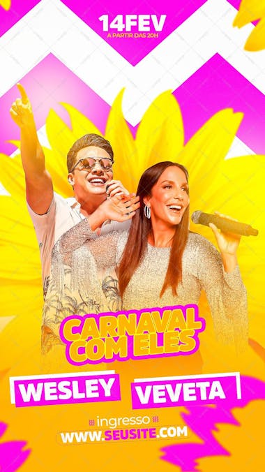 Flyer de carnaval com wesley e veveta story