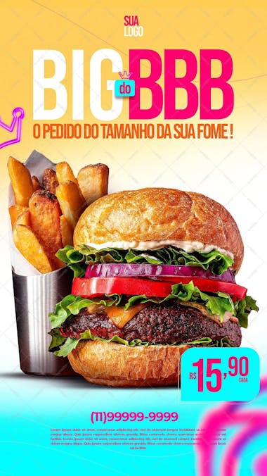 Flyer big bbb do tamanho da sua fome story