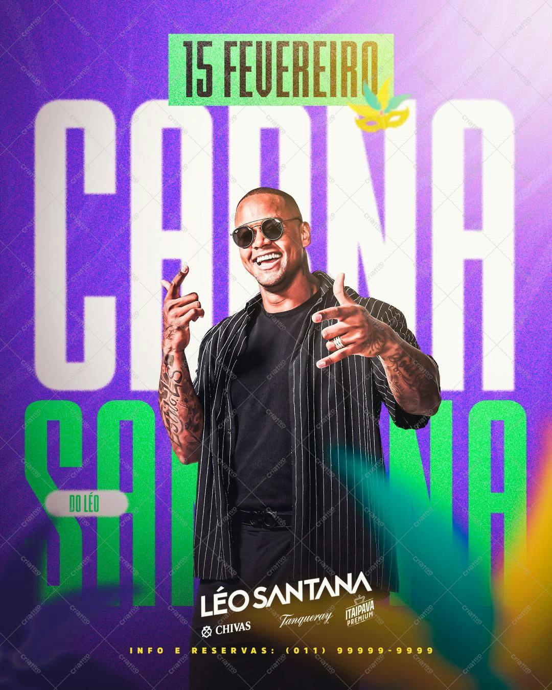 Flyer para Show de Léo Santana Carnaval PSD Editável
