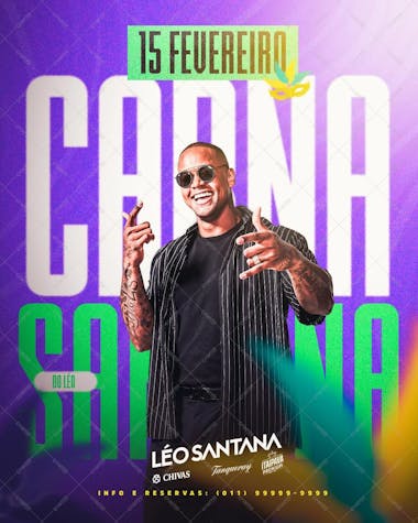 Flyer carnaval bloco do leo santana feed psd