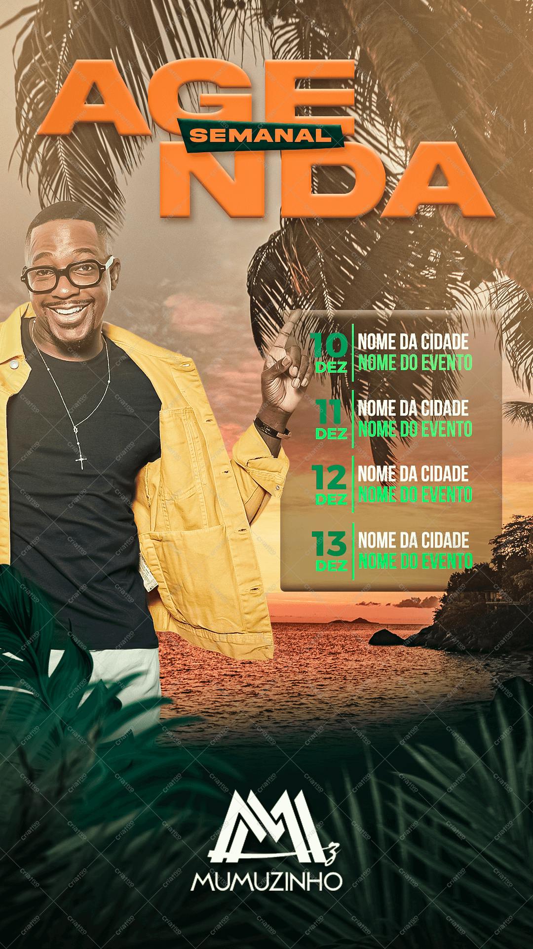 Agenda Semanal para Shows de Mumuzinho PSD Editável