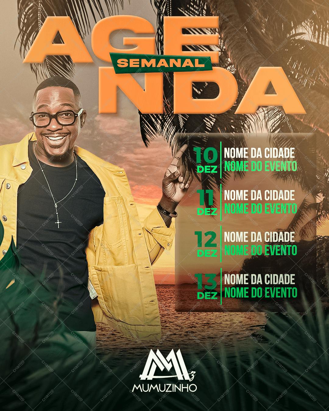 Flyer para Agenda Semanal de Shows do Mumuzinho PSD Editável