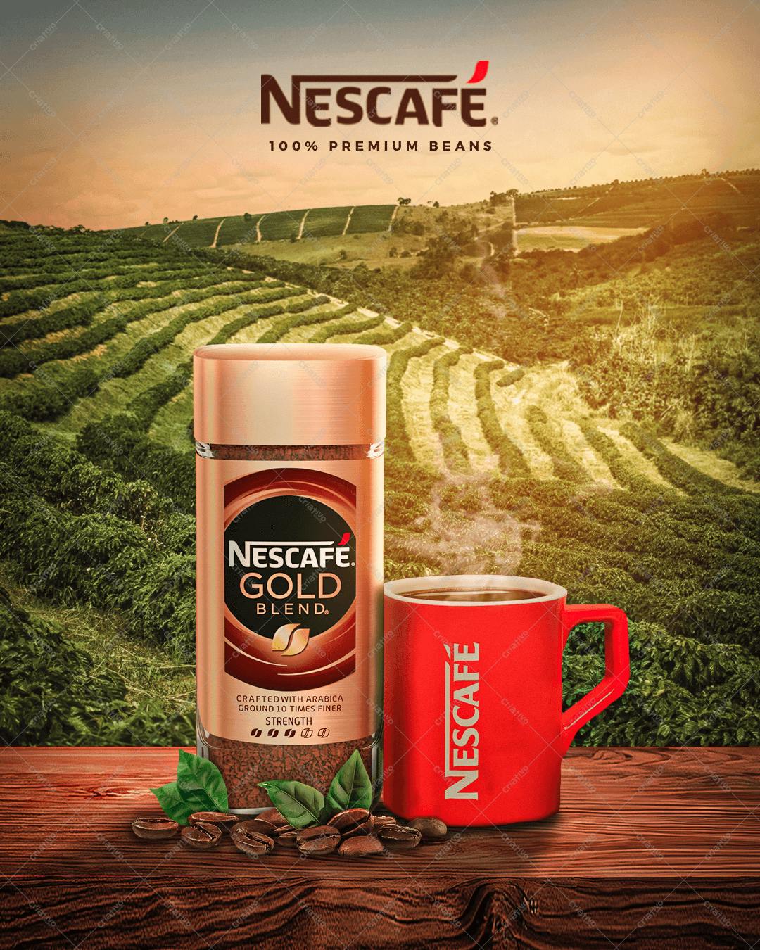 Mockup de Embalagem para Café Nescafé Gold Blend PSD Editável