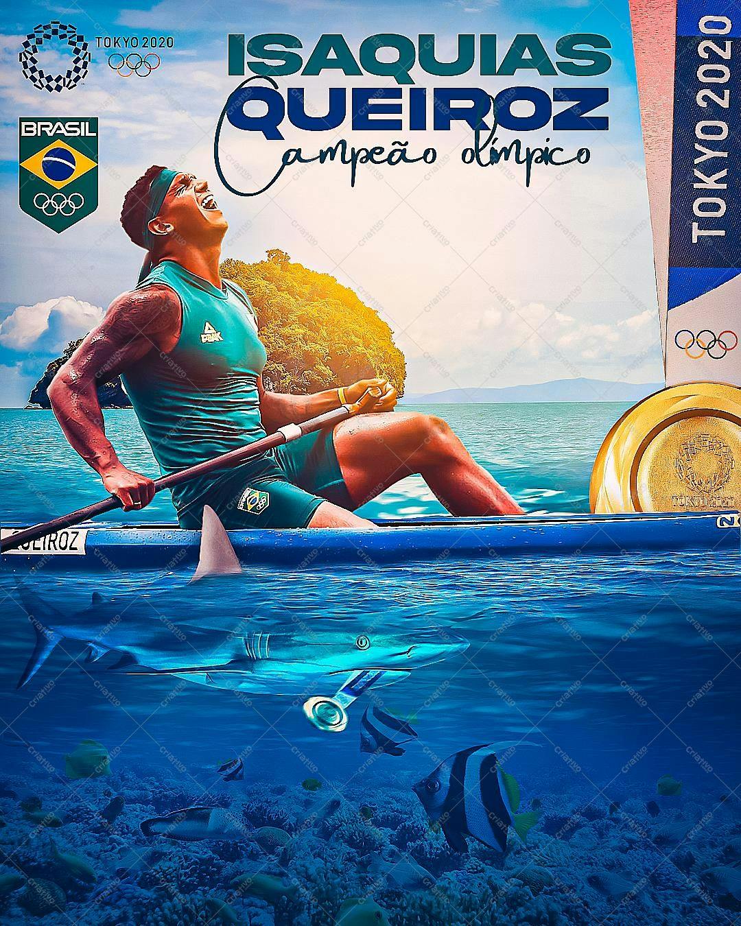 Poster Olímpico Isaquias Queiroz PSD Editável