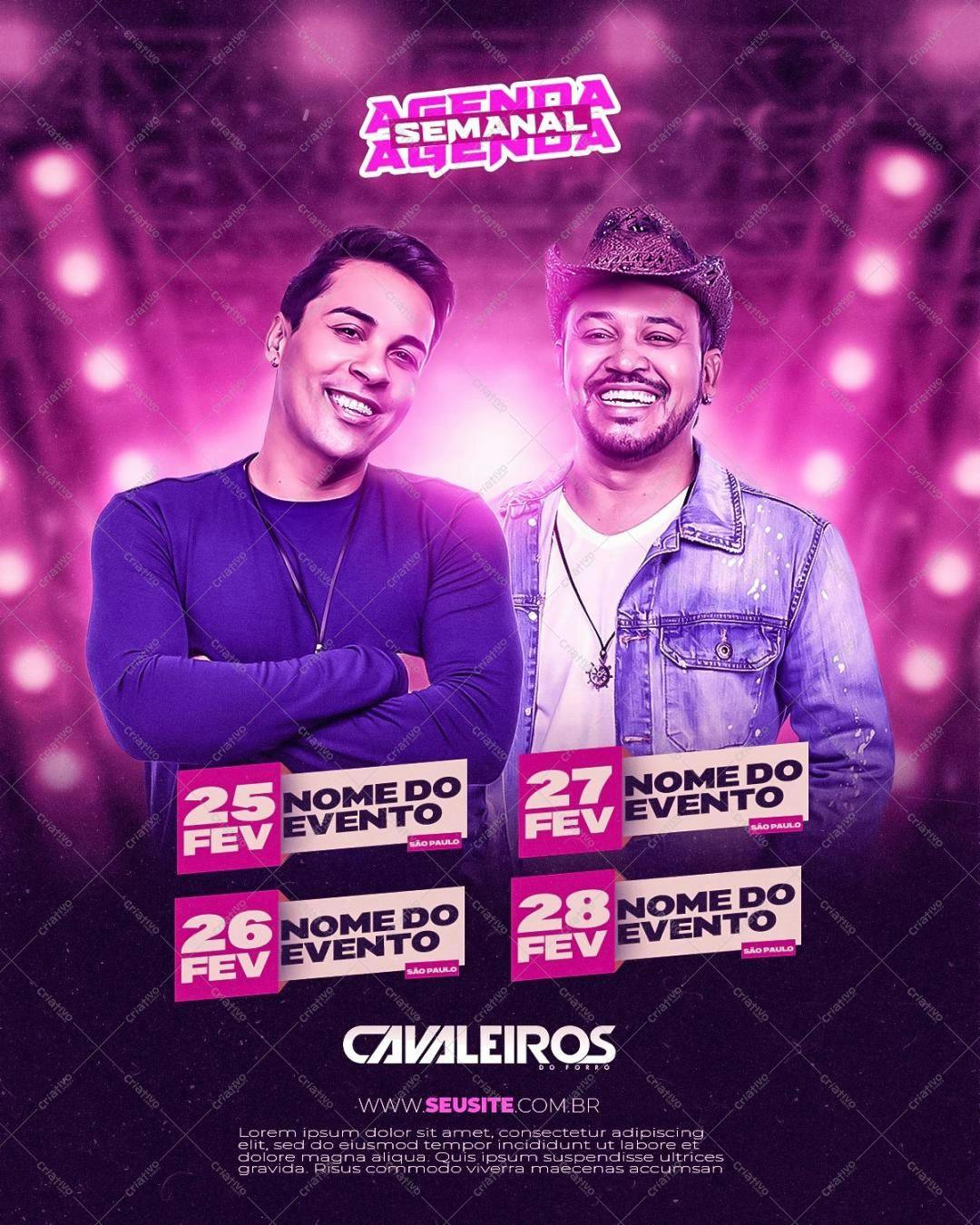 Flyer para Show Sertanejo com Cavaleiros PSD Editável
