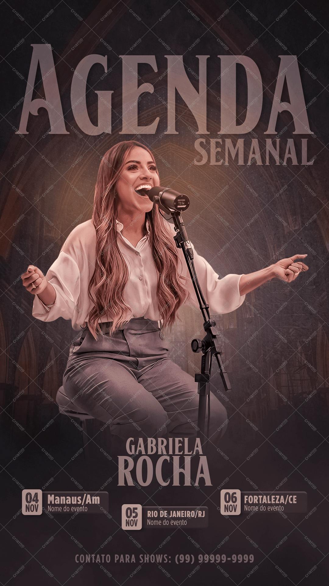 Agenda Semanal para Shows da Gabriela Rocha PSD Editável