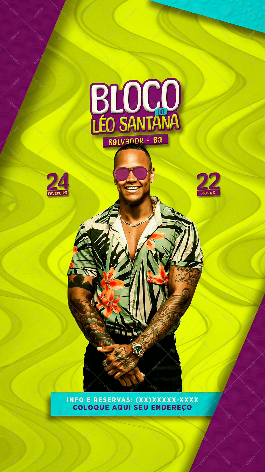 Flyer para Bloco Léo Santana PSD Editável