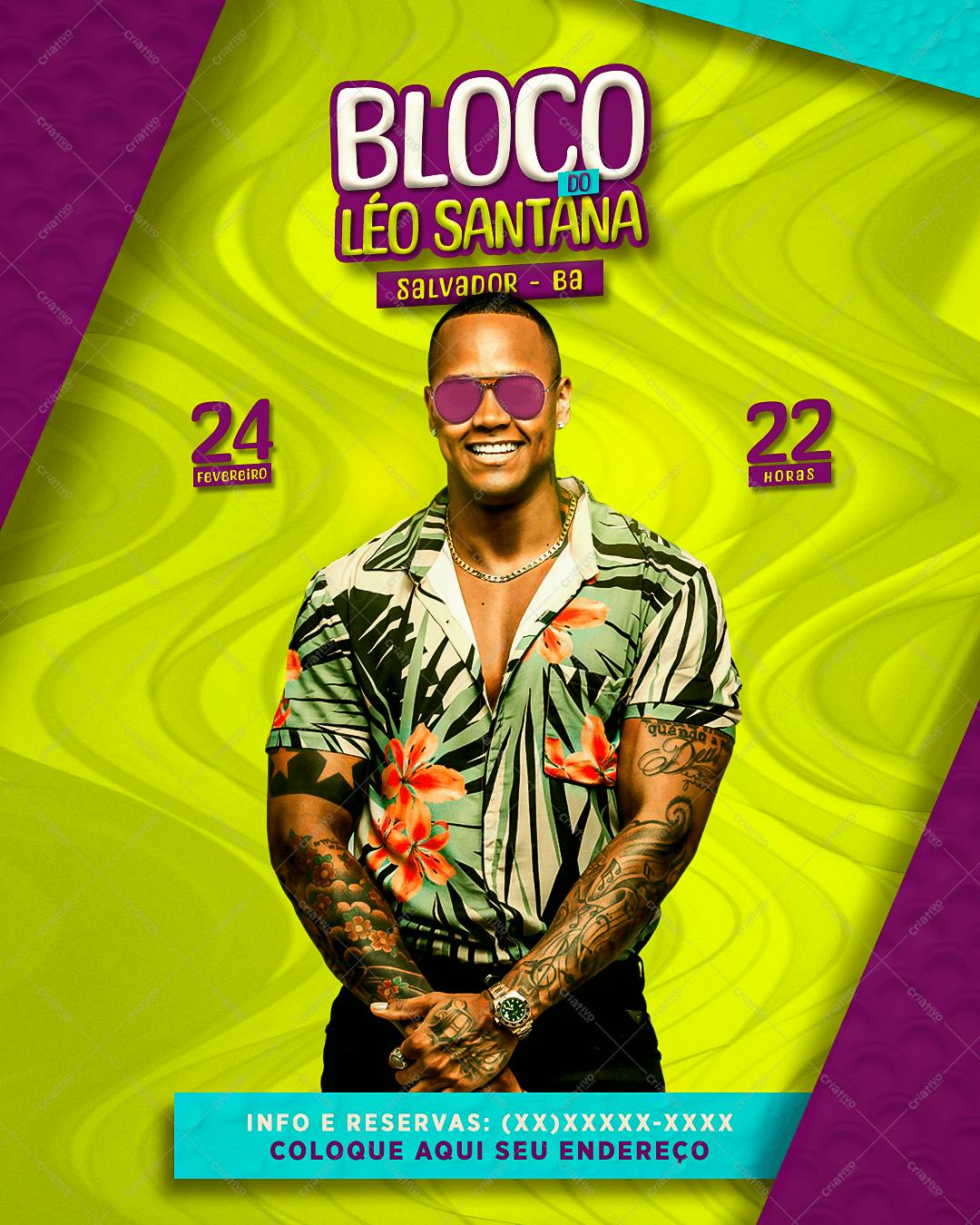 Flyer para Bloco do Léo Santana PSD Editável