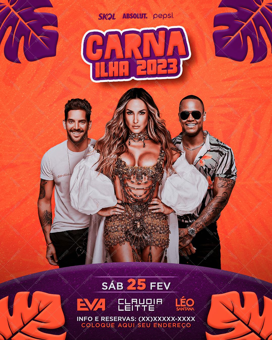 Flyer para Carnaval Ilha 2023 PSD Editável