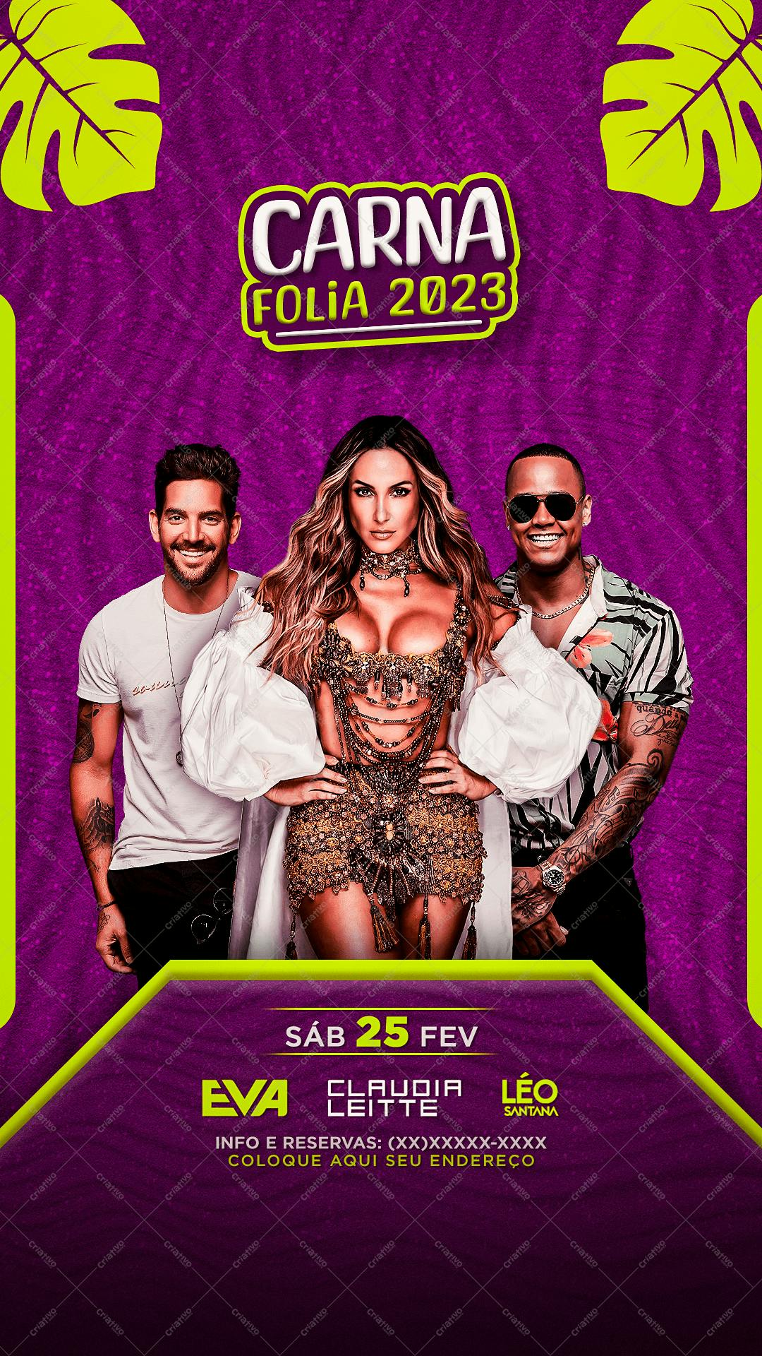 Flyer para Festa de Carnaval com Claudia Leitte PSD Editável