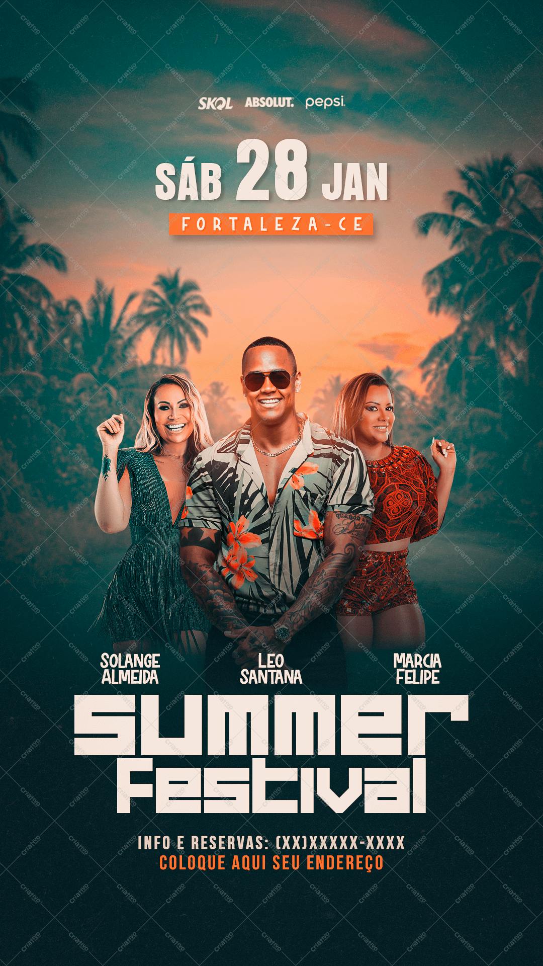 Flyer para Festa de Verão em Fortaleza PSD Editável