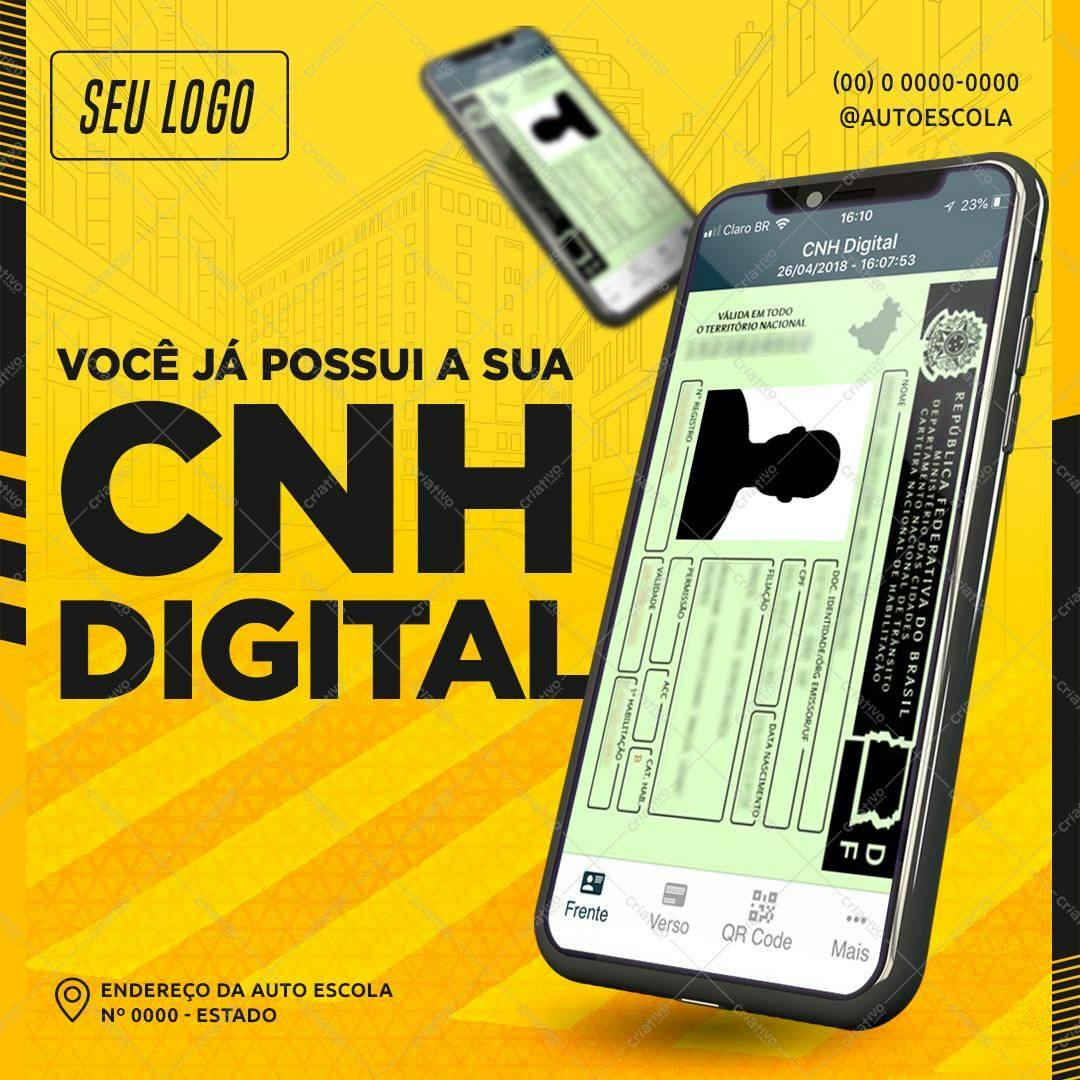 Modelo de CNH Digital para Auto Escola PSD Editável