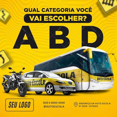 Feed qual categoria você vai escolher psd