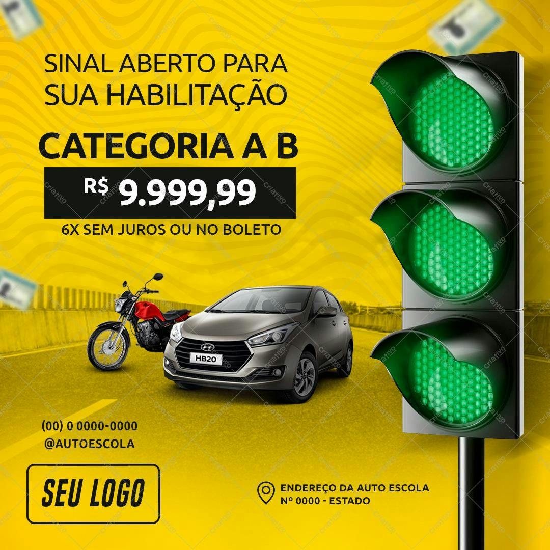 Post para Redes Sociais Autoescola PSD Editável
