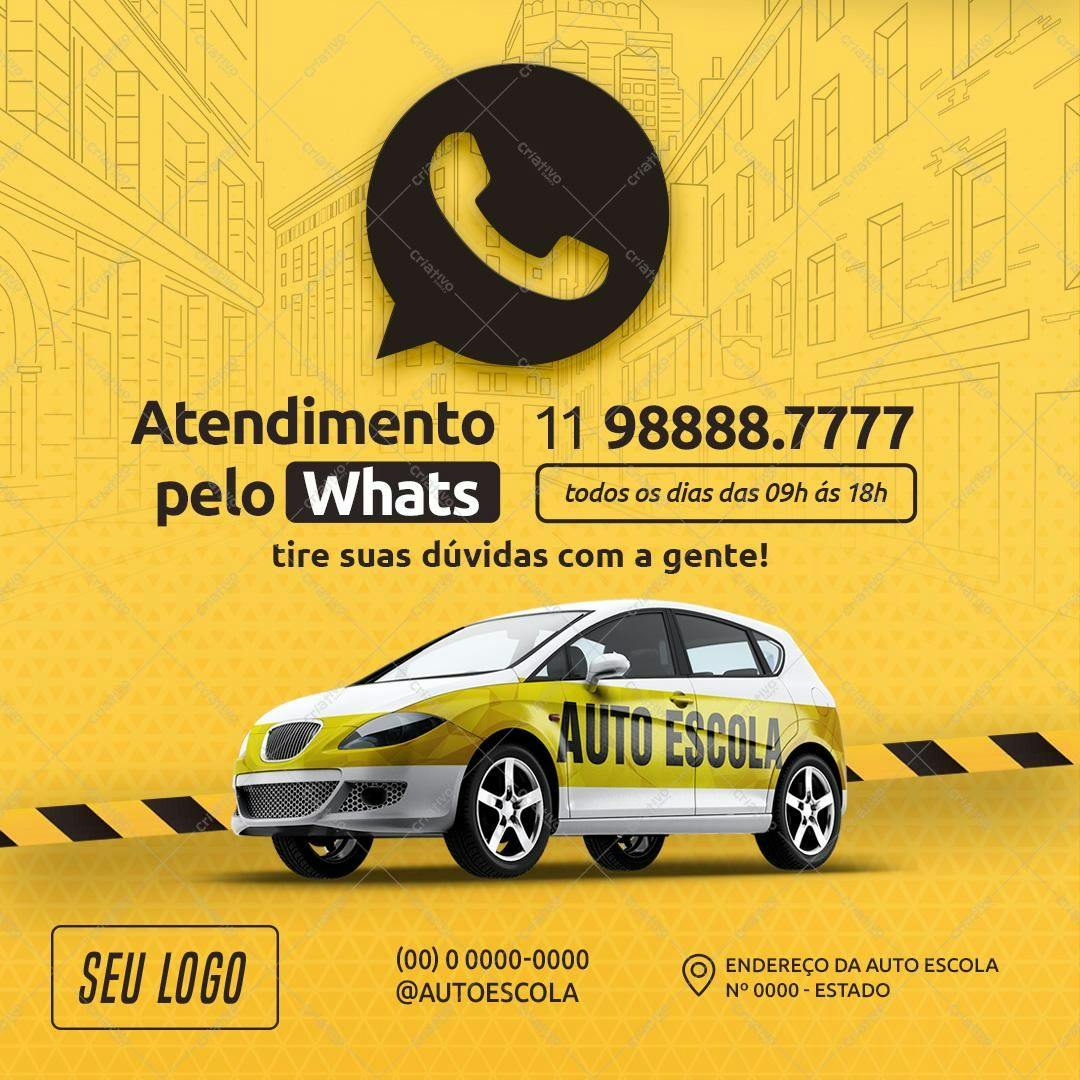 Template de Post para Redes Sociais Auto Escola PSD Editável
