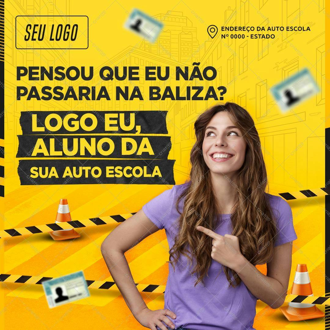 Post para Redes Sociais Auto Escola PSD Editável