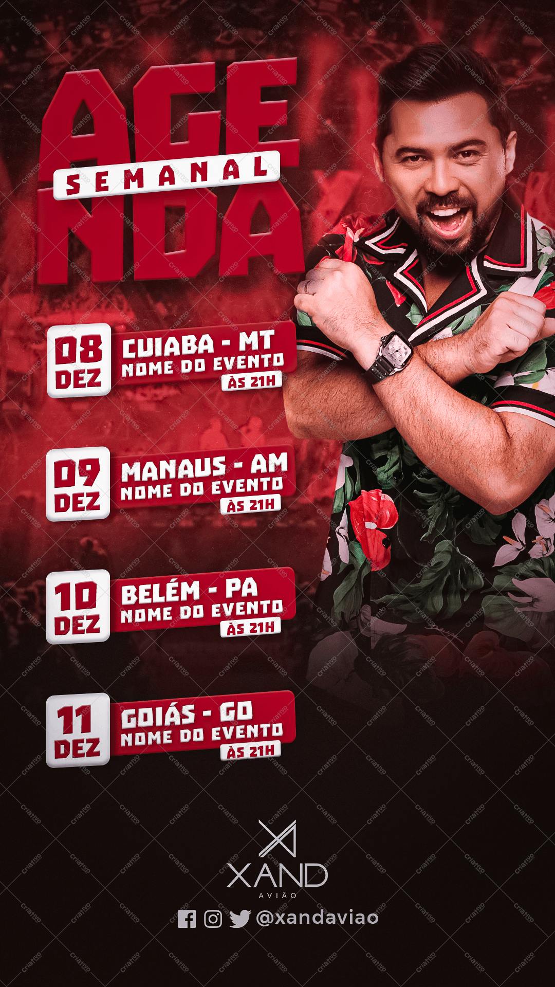 Flyer para Show do Cantor Xand Avião PSD Editável