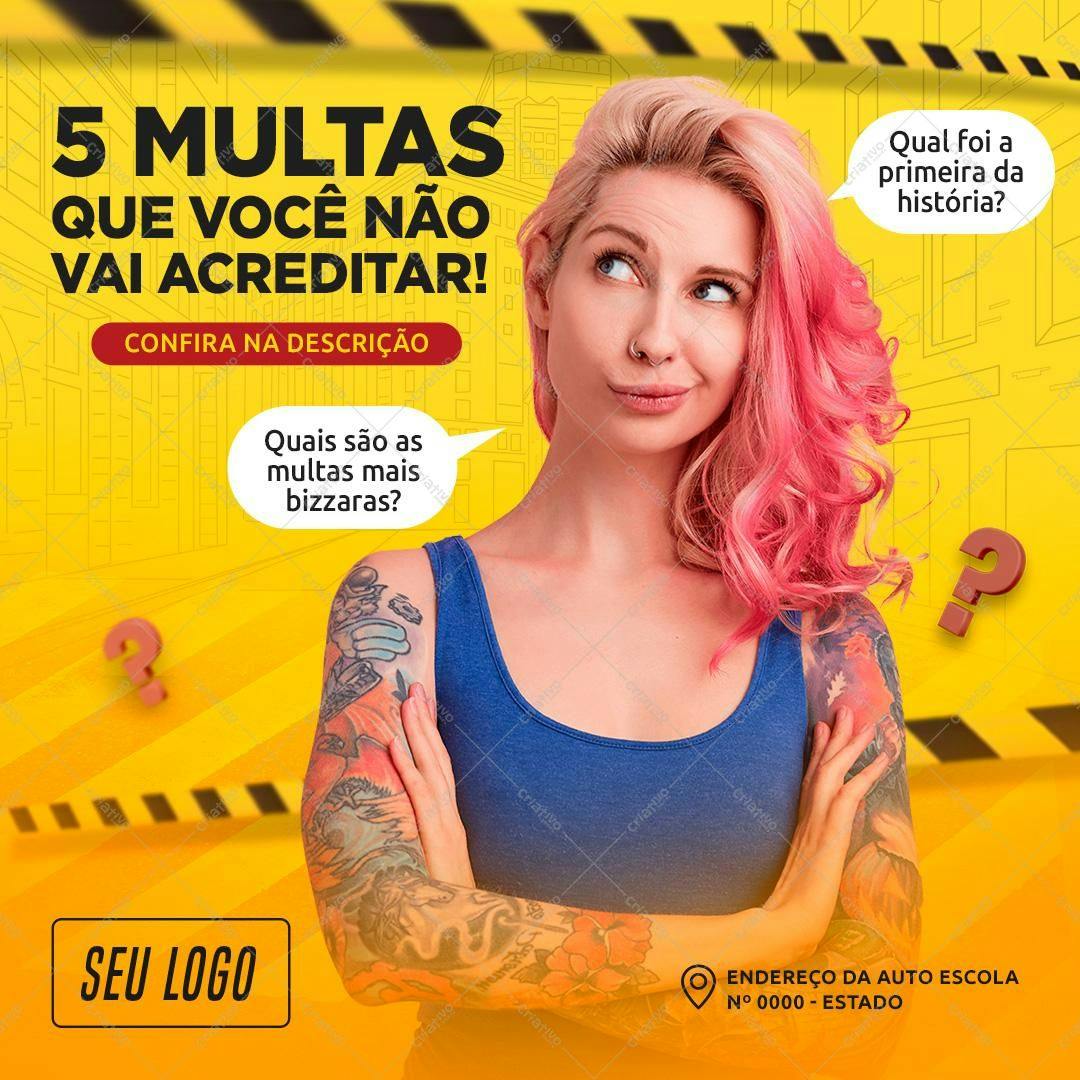 Post para Redes Sociais sobre Multas de Trânsito PSD Editável