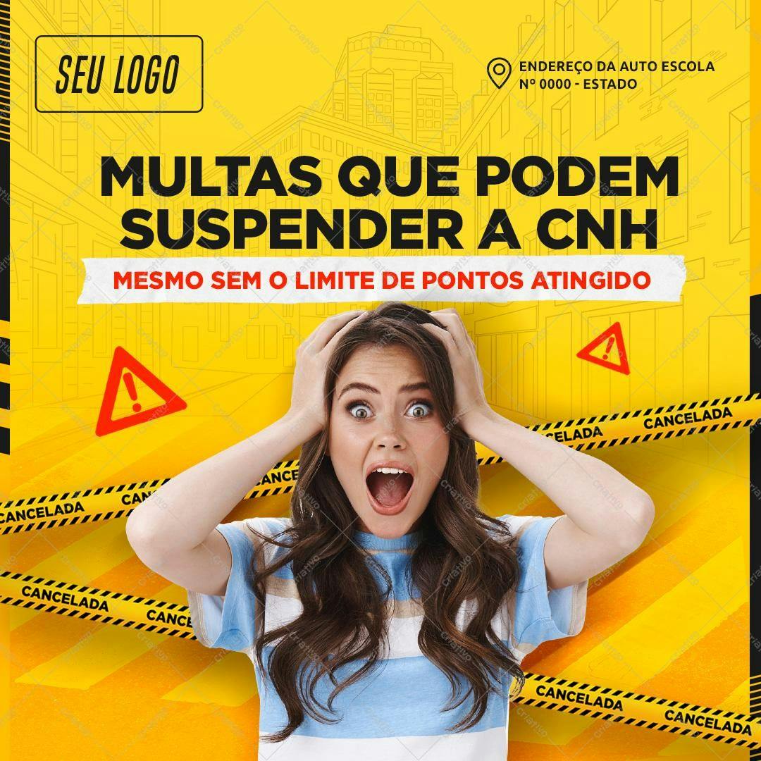 Post para Redes Sociais Multas que Suspendem a CNH PSD Editável
